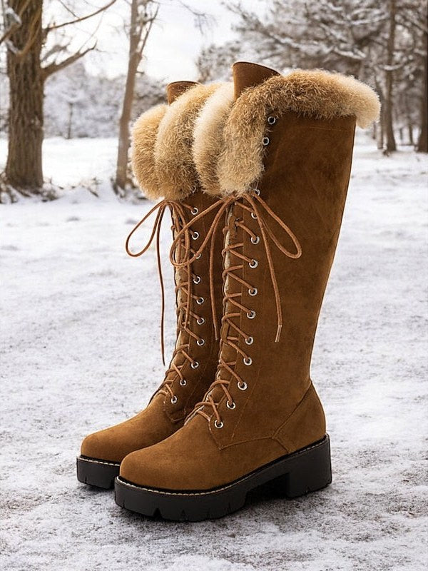 Lace Up Knee High Boots for Women