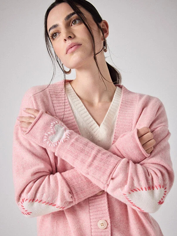 Ecru Ribbed Wrist Warmers for Women