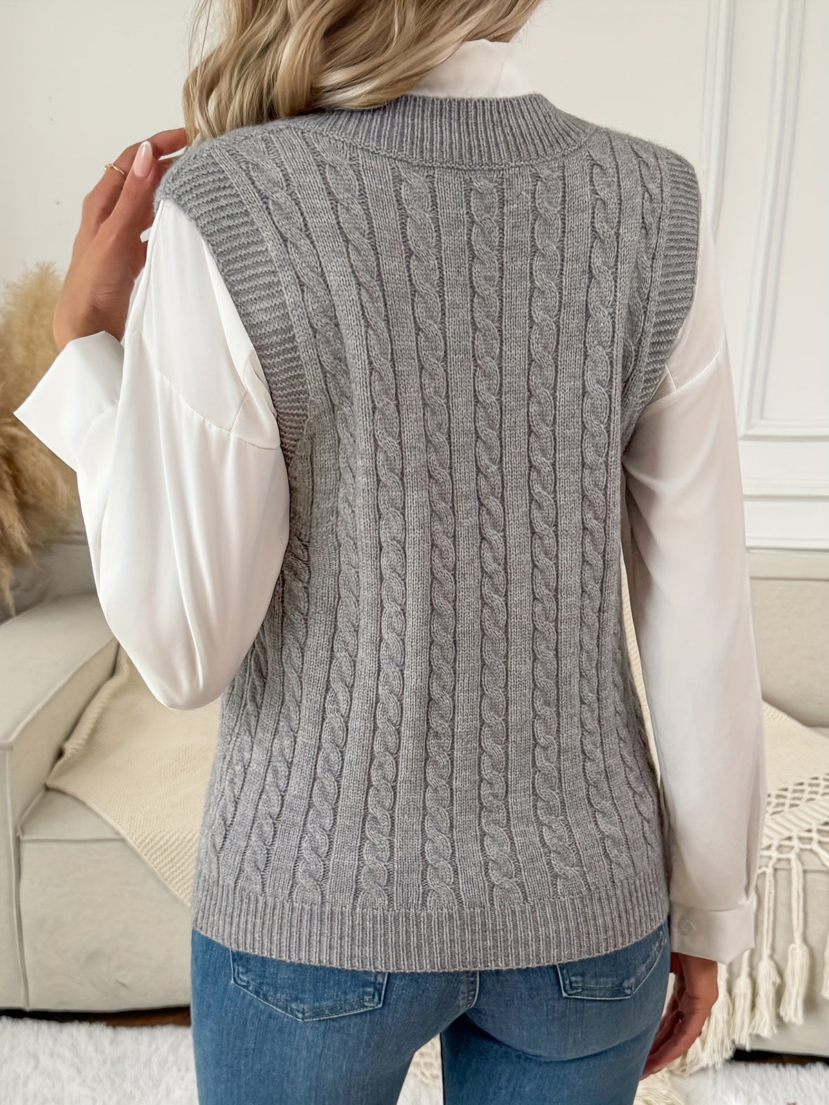 Cable Knit Vest for Women