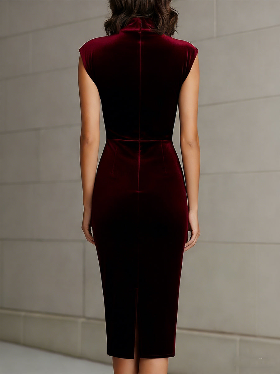 Velvet Turtleneck Dress for Women