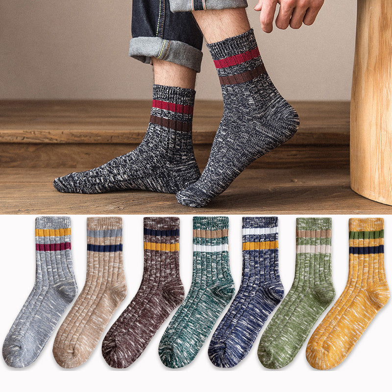 Retro Heather Stripe Socks for Men