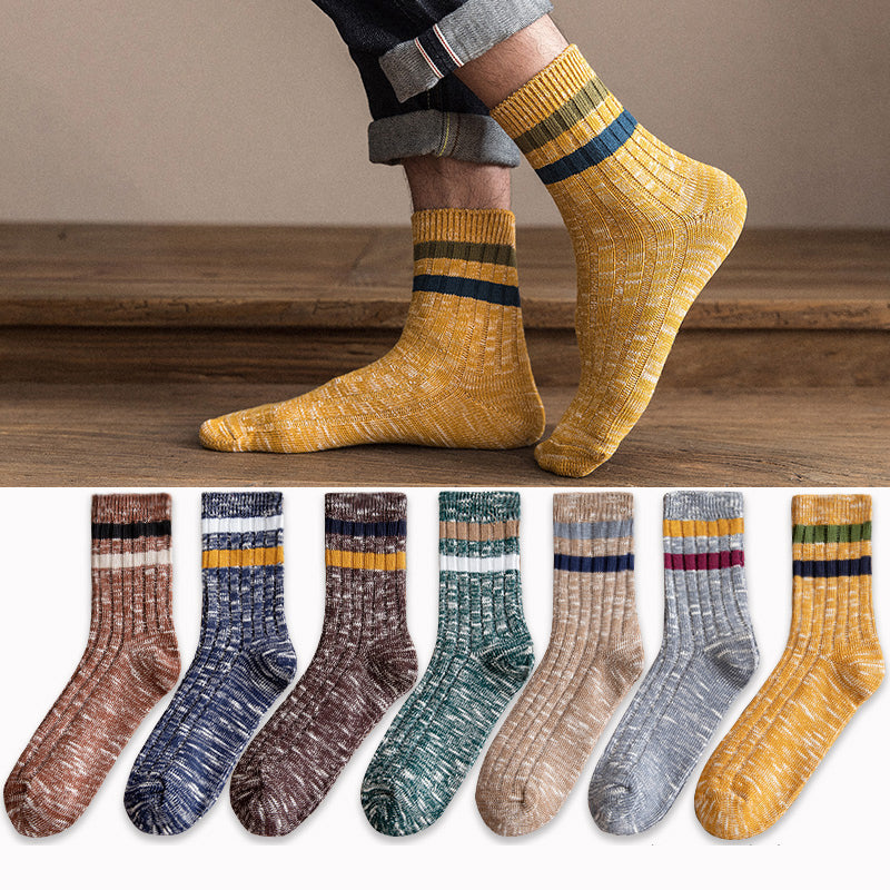 Retro Heather Stripe Socks for Men
