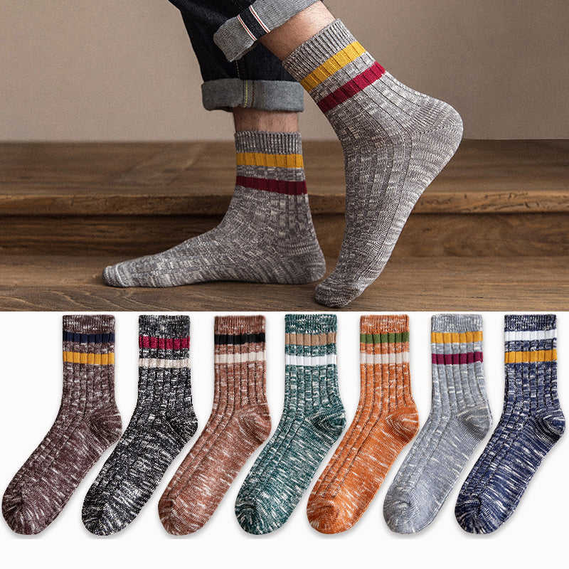 Retro Heather Stripe Socks for Men