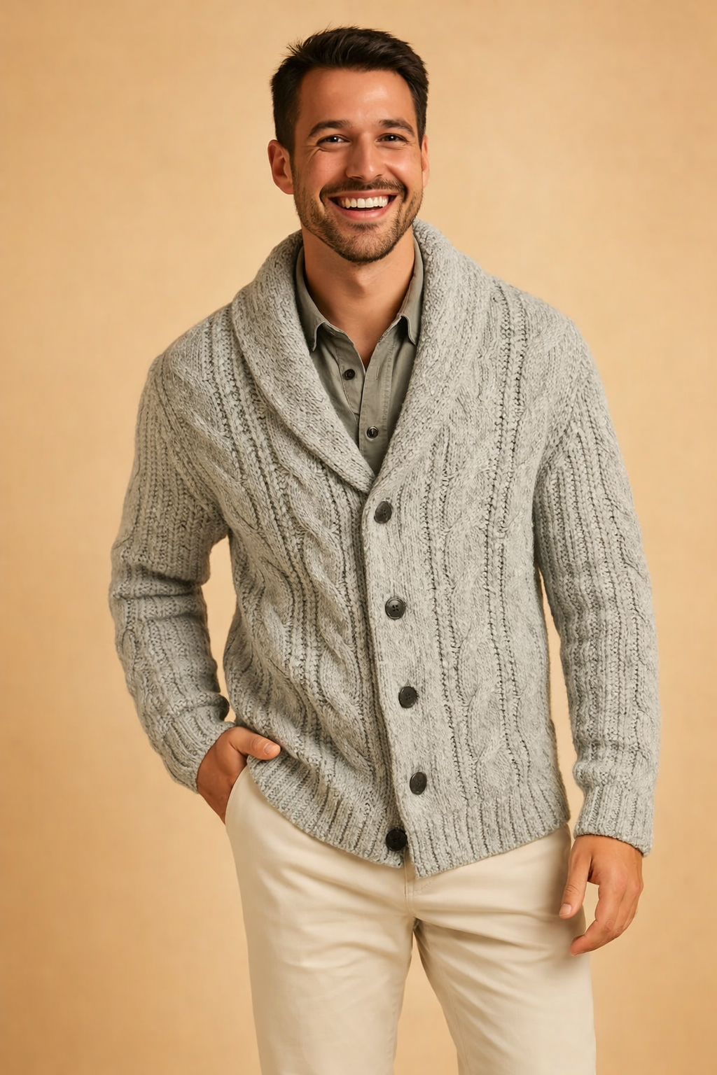 Knit Button Cardigan for Men
