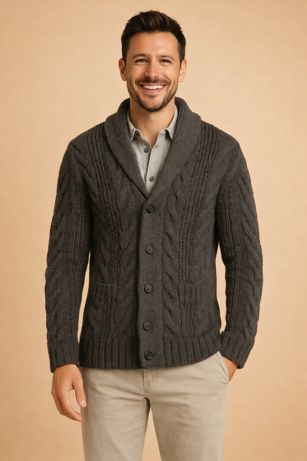 Knit Button Cardigan for Men