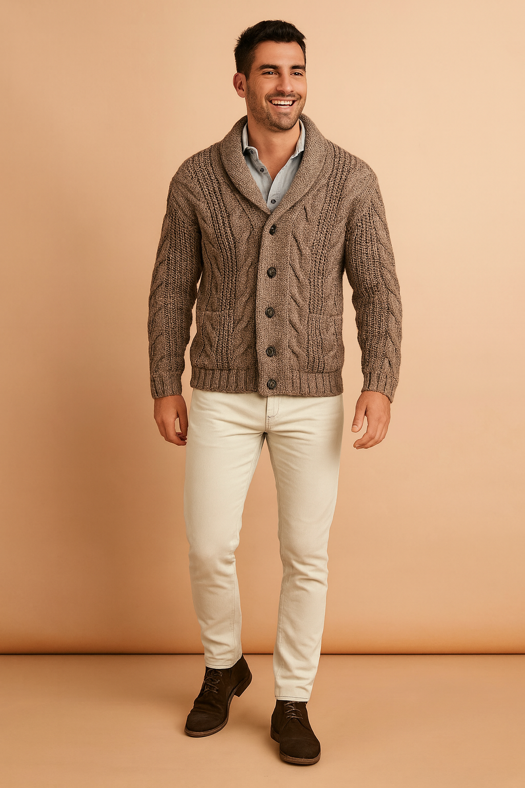 Knit Button Cardigan for Men