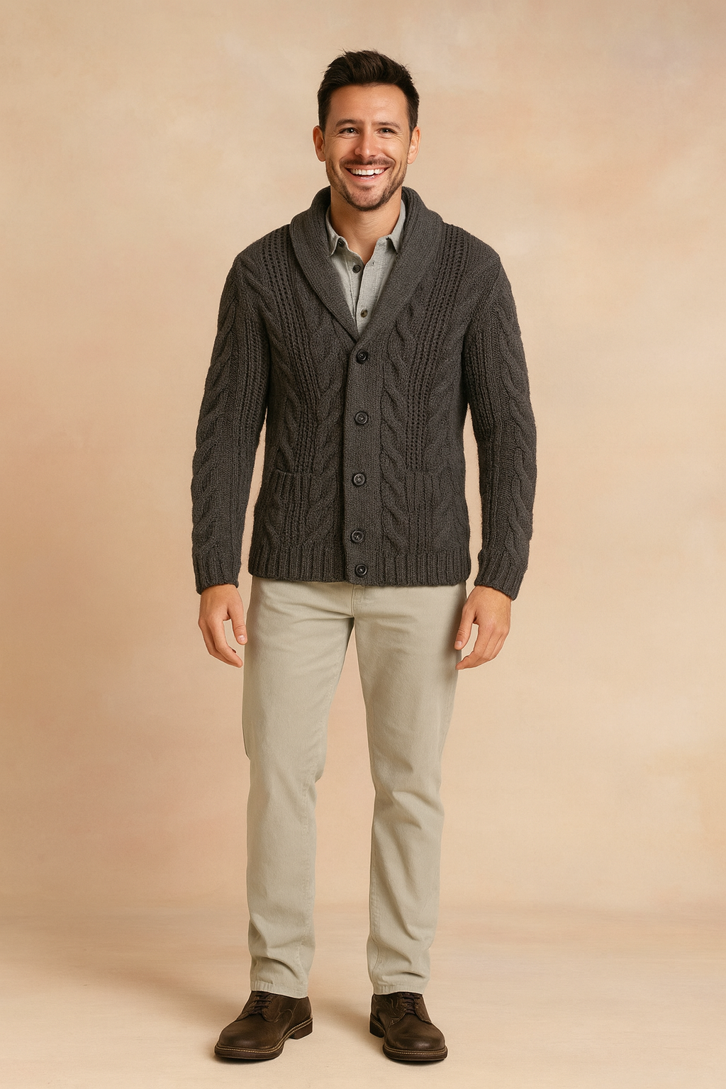 Knit Button Cardigan for Men