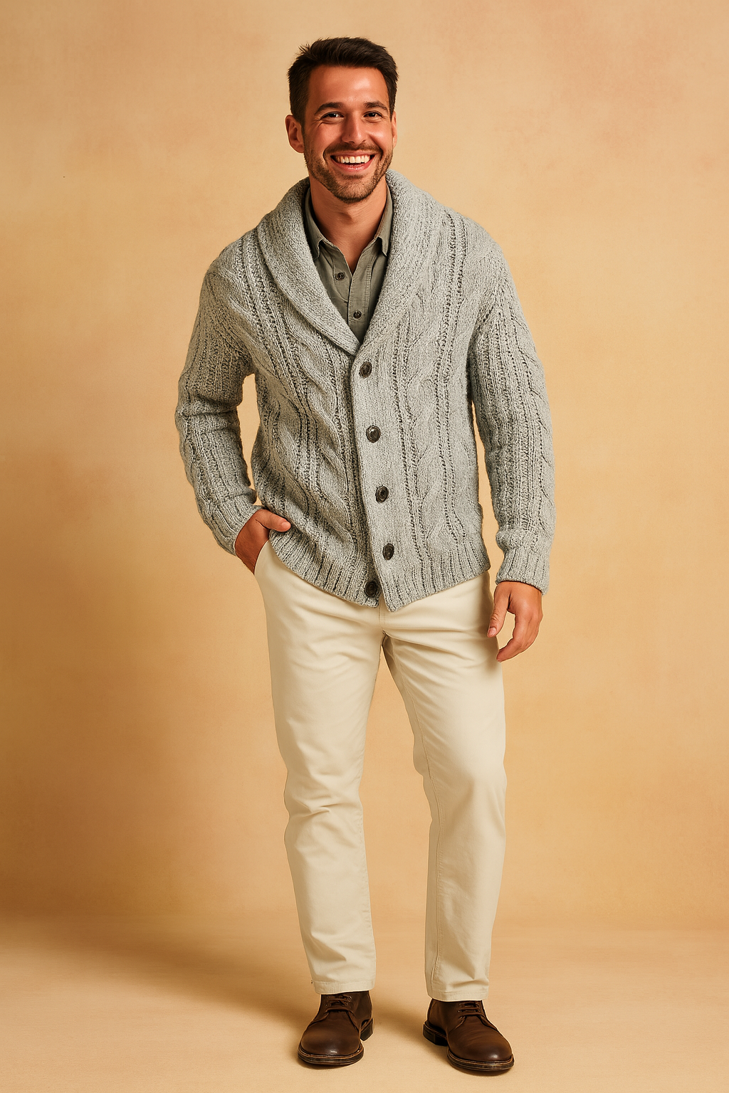 Knit Button Cardigan for Men