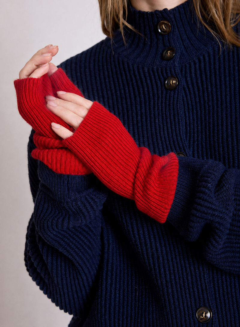 Red Cashmere Wrist Warmers for Women