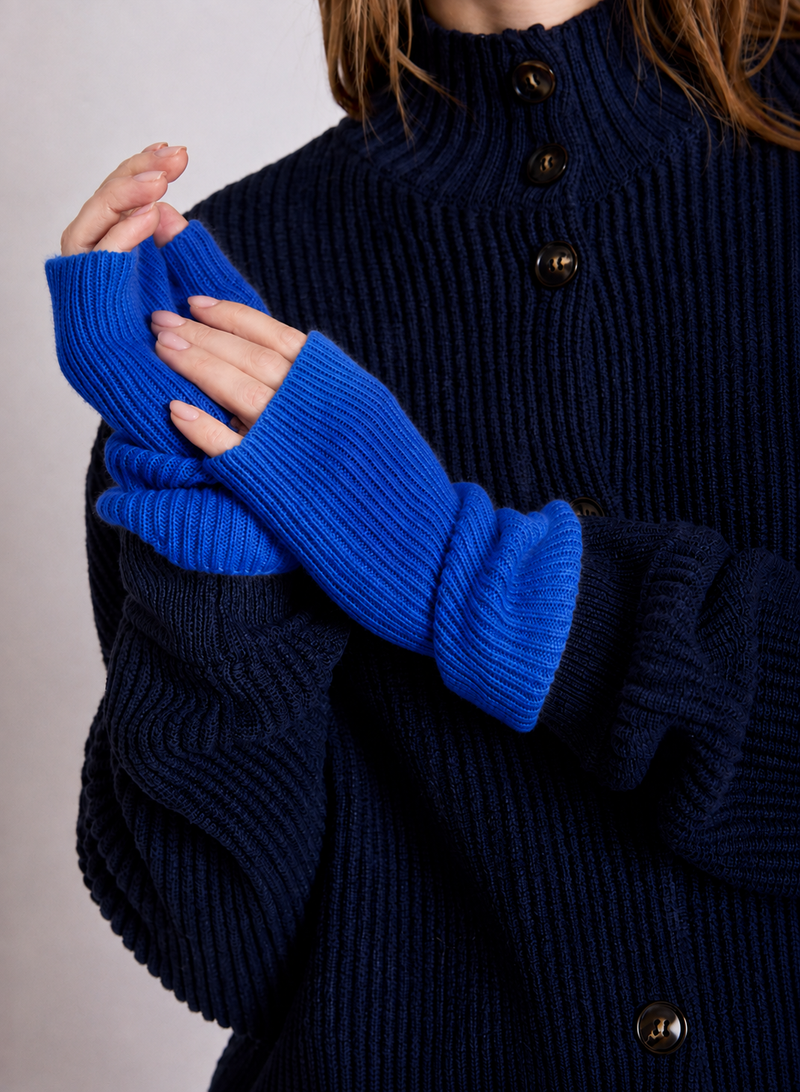 Cobalt Cashmere Wrist Warmers for Women