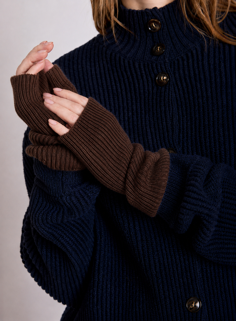 Brown Cashmere Wrist Warmers for Women