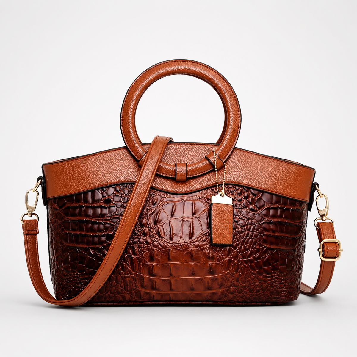 Croc Embossed Convertible Tote for Women