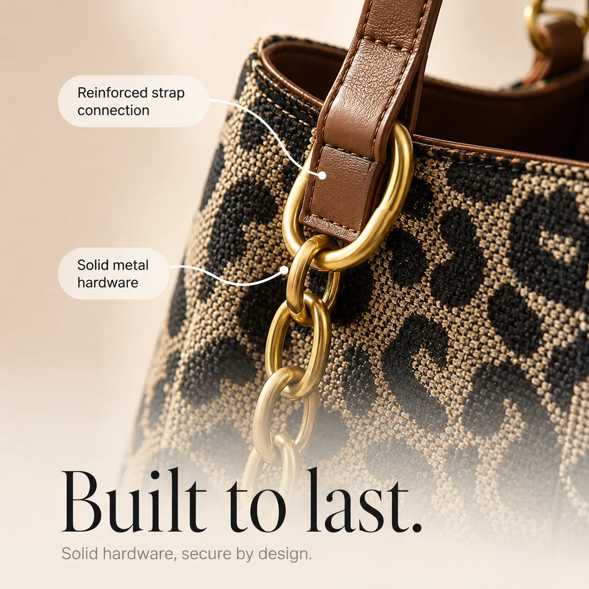 Woven Leopard Print Tote for Women