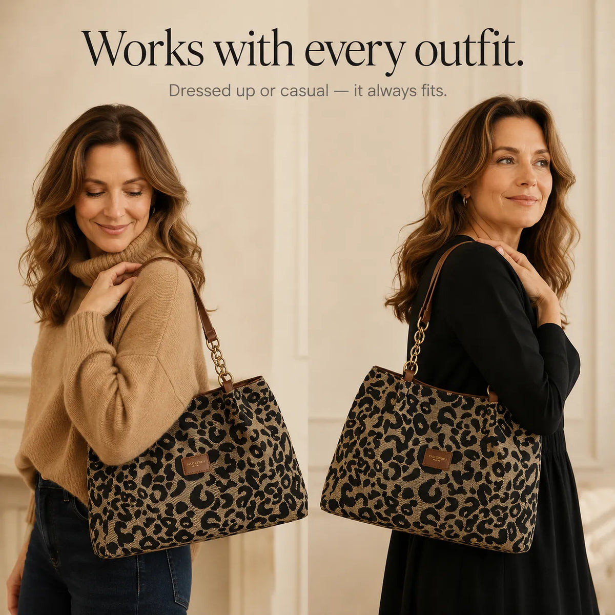 Woven Leopard Print Tote for Women