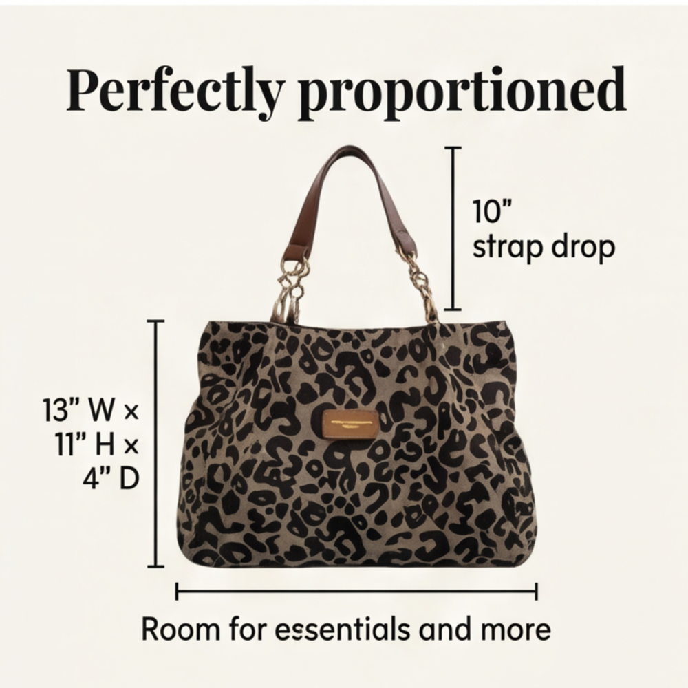 Leopard Print Tote with Chain Detail for Women