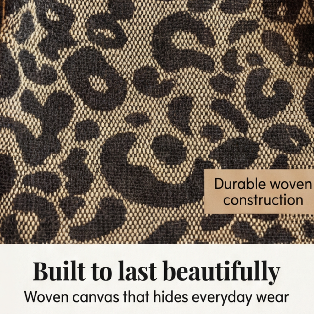 Leopard Print Tote with Chain Detail for Women