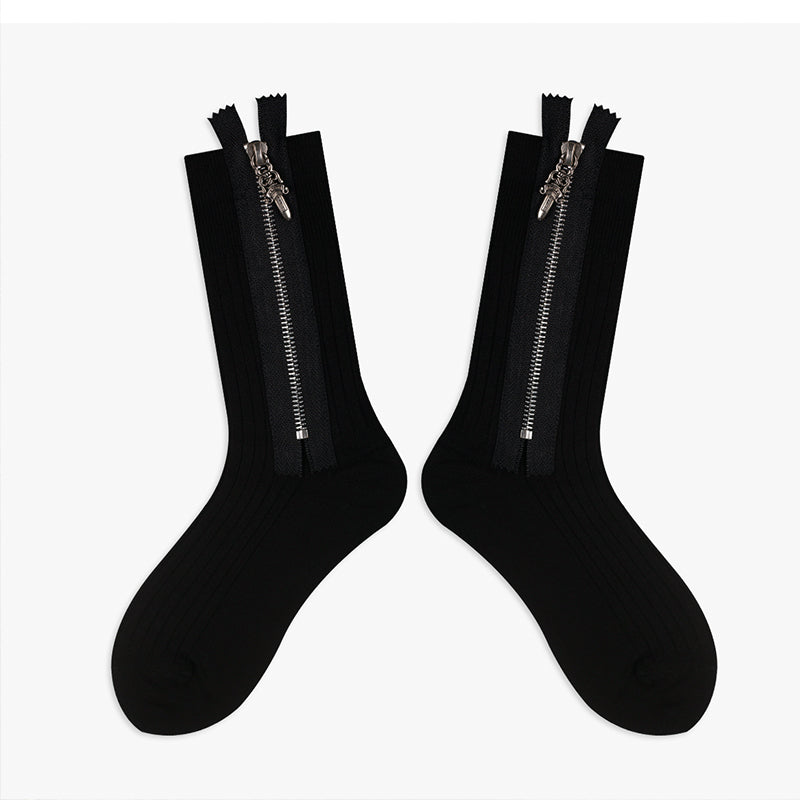 Metal Zipper Detail Socks for Men