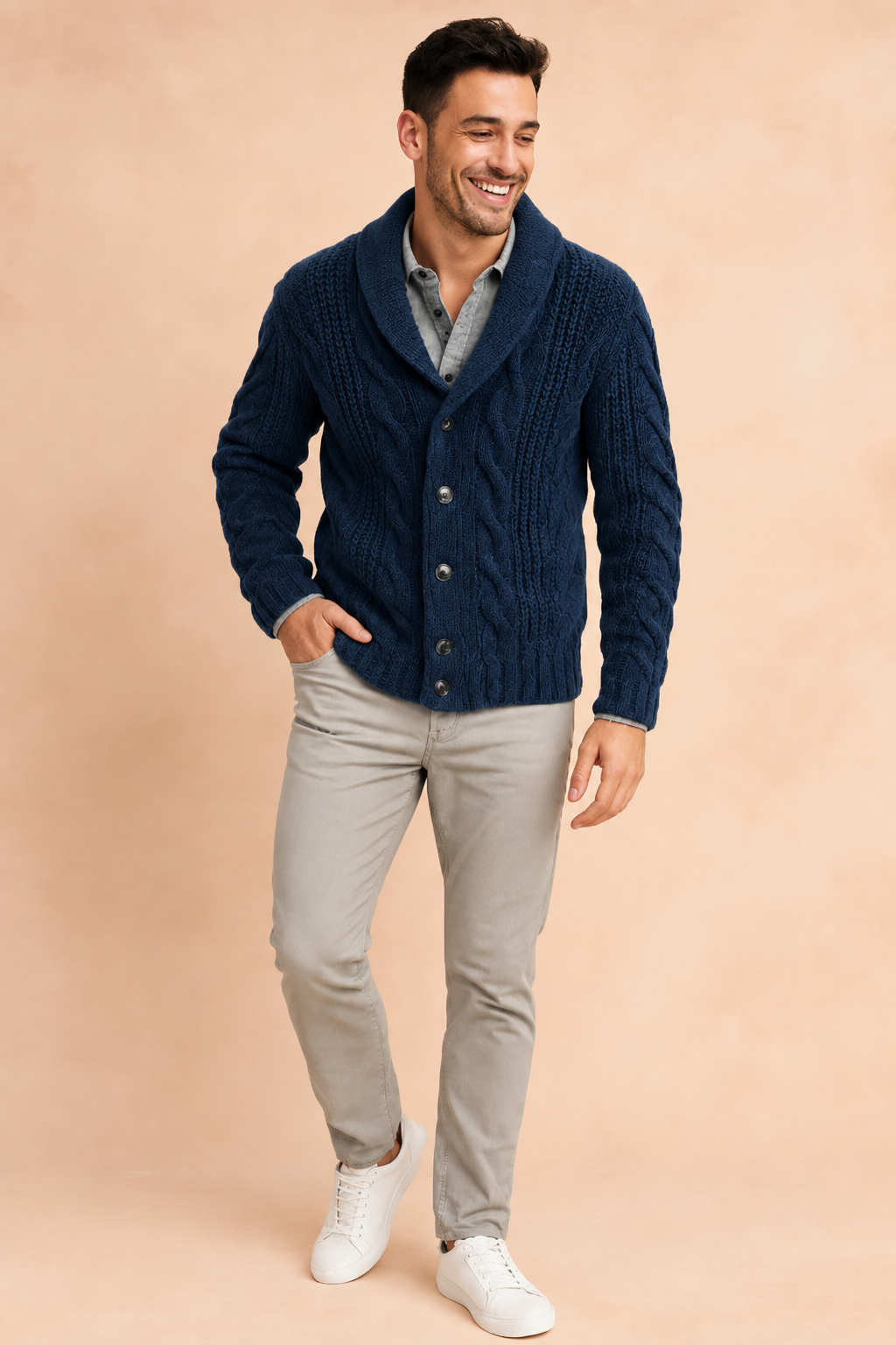Knit Button Cardigan for Men