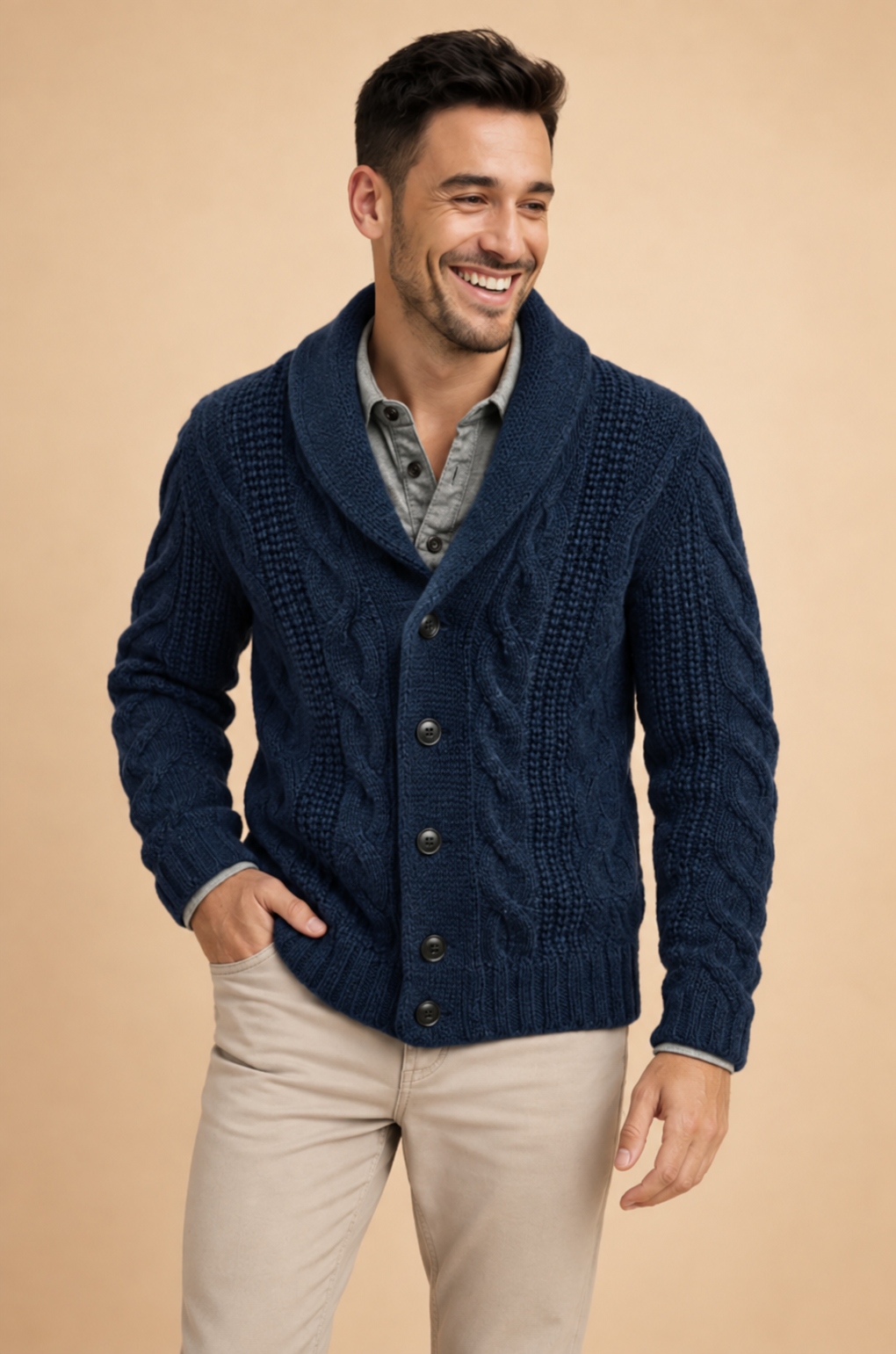 Knit Button Cardigan for Men