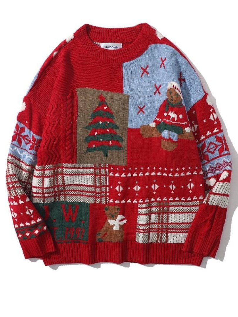 Bear Motif Christmas Sweater for Women
