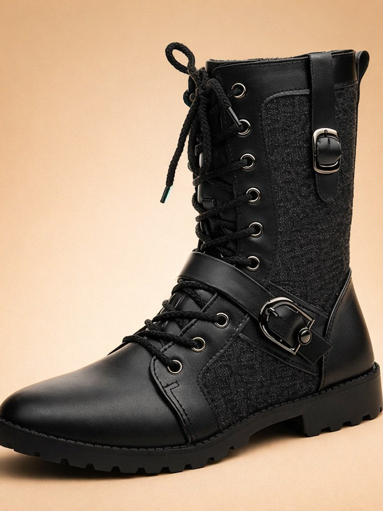 Buckle Combat Boots for Men