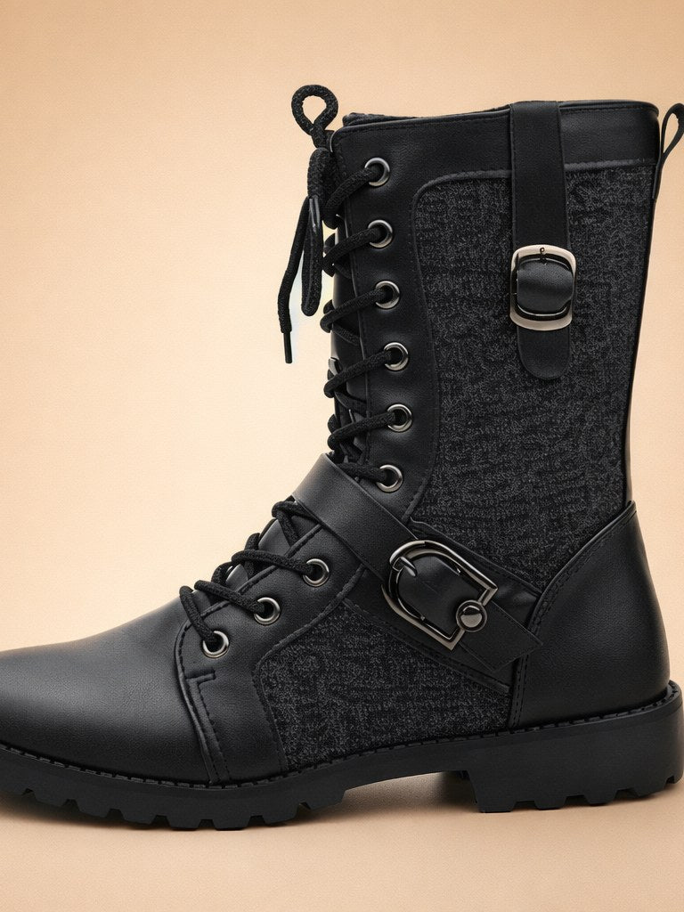 Buckle Combat Boots for Men