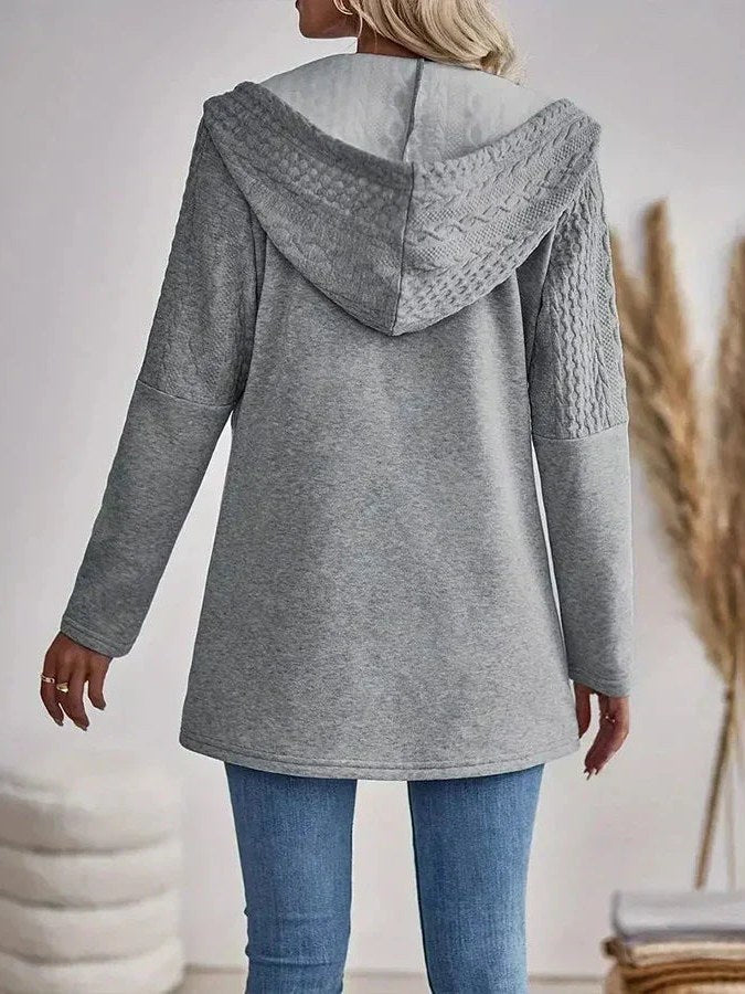 Cable Knit Hooded Cardigan for Women