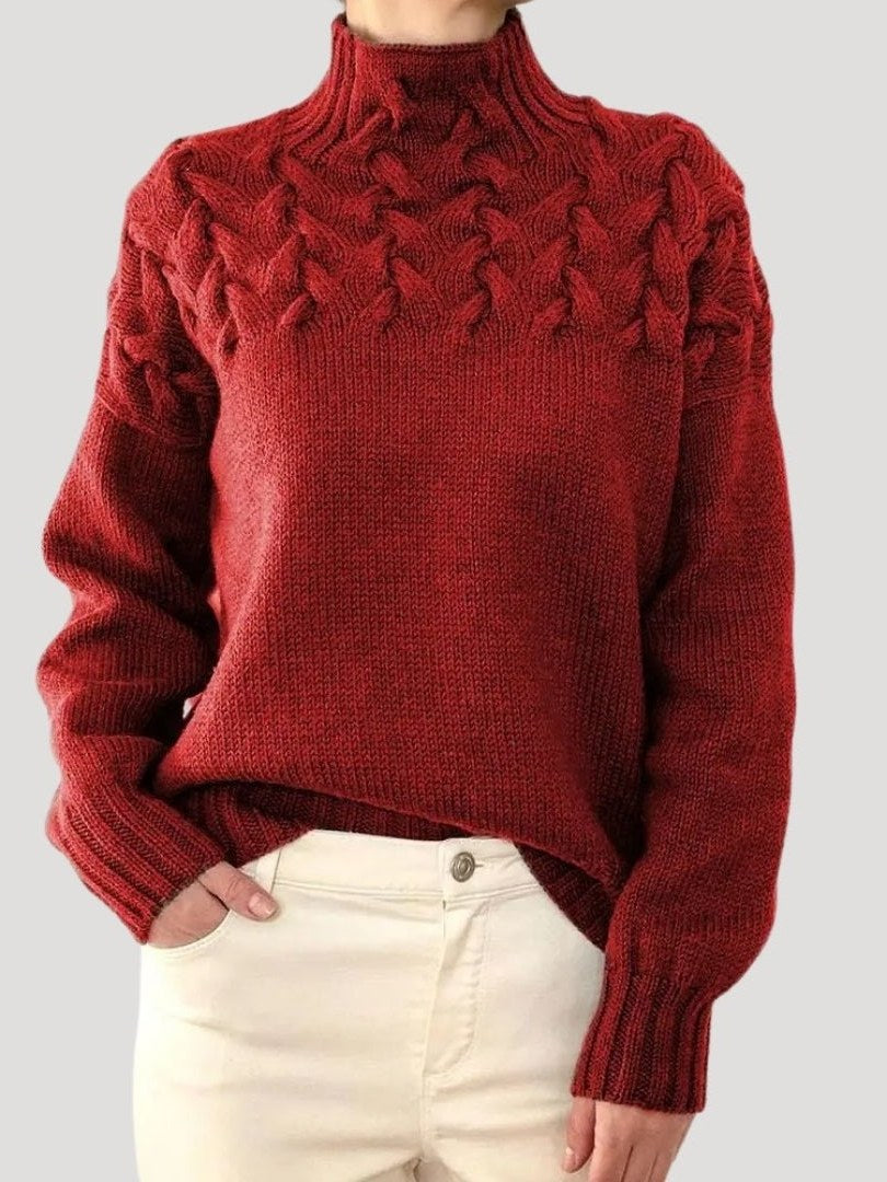 Cable Knit Turtleneck Sweater for Women