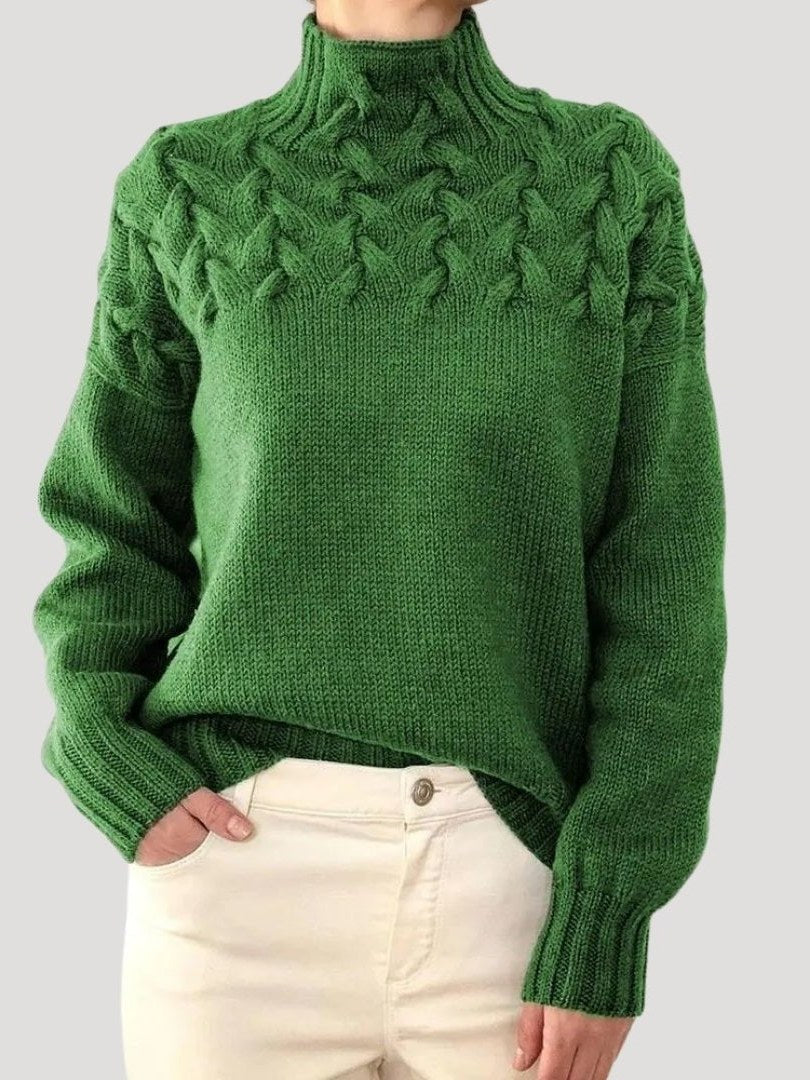 Cable Knit Turtleneck Sweater for Women