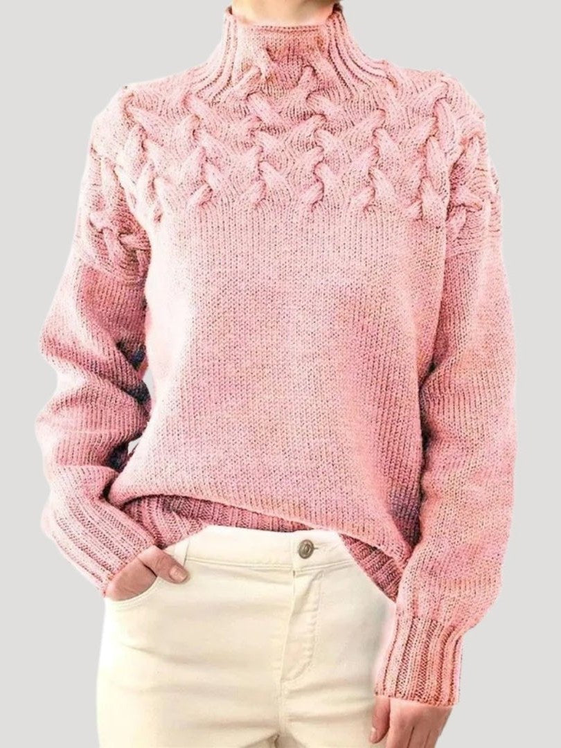 Cable Knit Turtleneck Sweater for Women