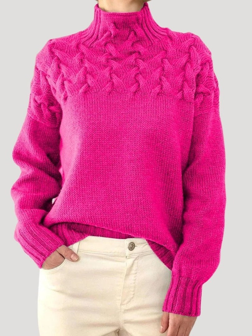 Cable Knit Turtleneck Sweater for Women
