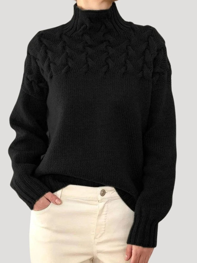 Cable Knit Turtleneck Sweater for Women