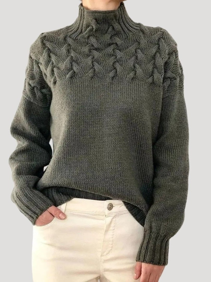 Cable Knit Turtleneck Sweater for Women