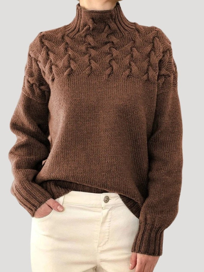 Cable Knit Turtleneck Sweater for Women