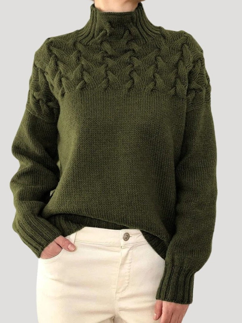Cable Knit Turtleneck Sweater for Women