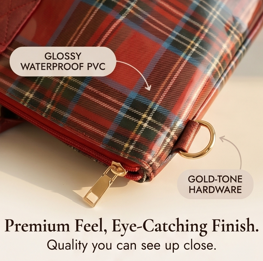 Glossy Checkered Tote for Women