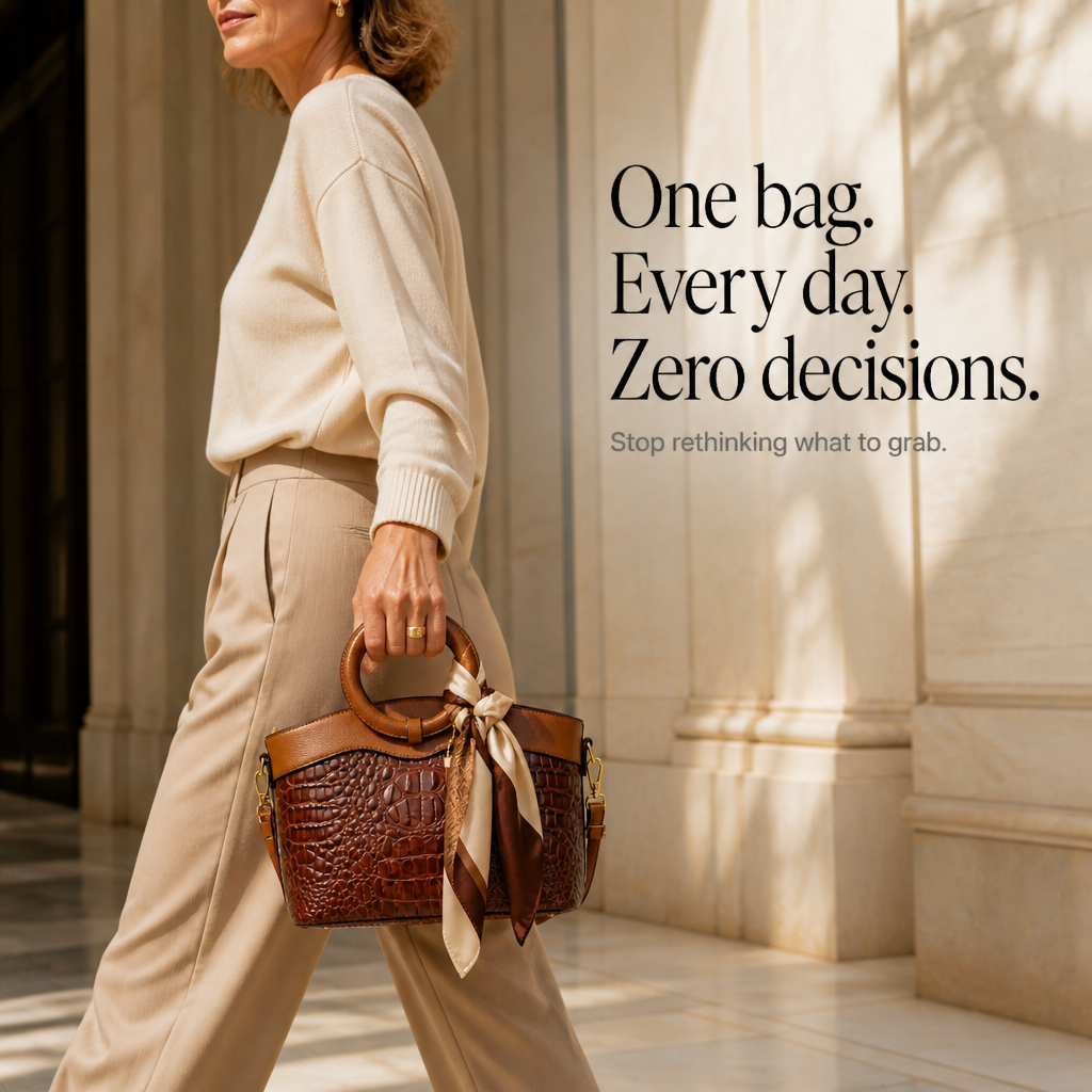 Croc Embossed Convertible Tote for Women