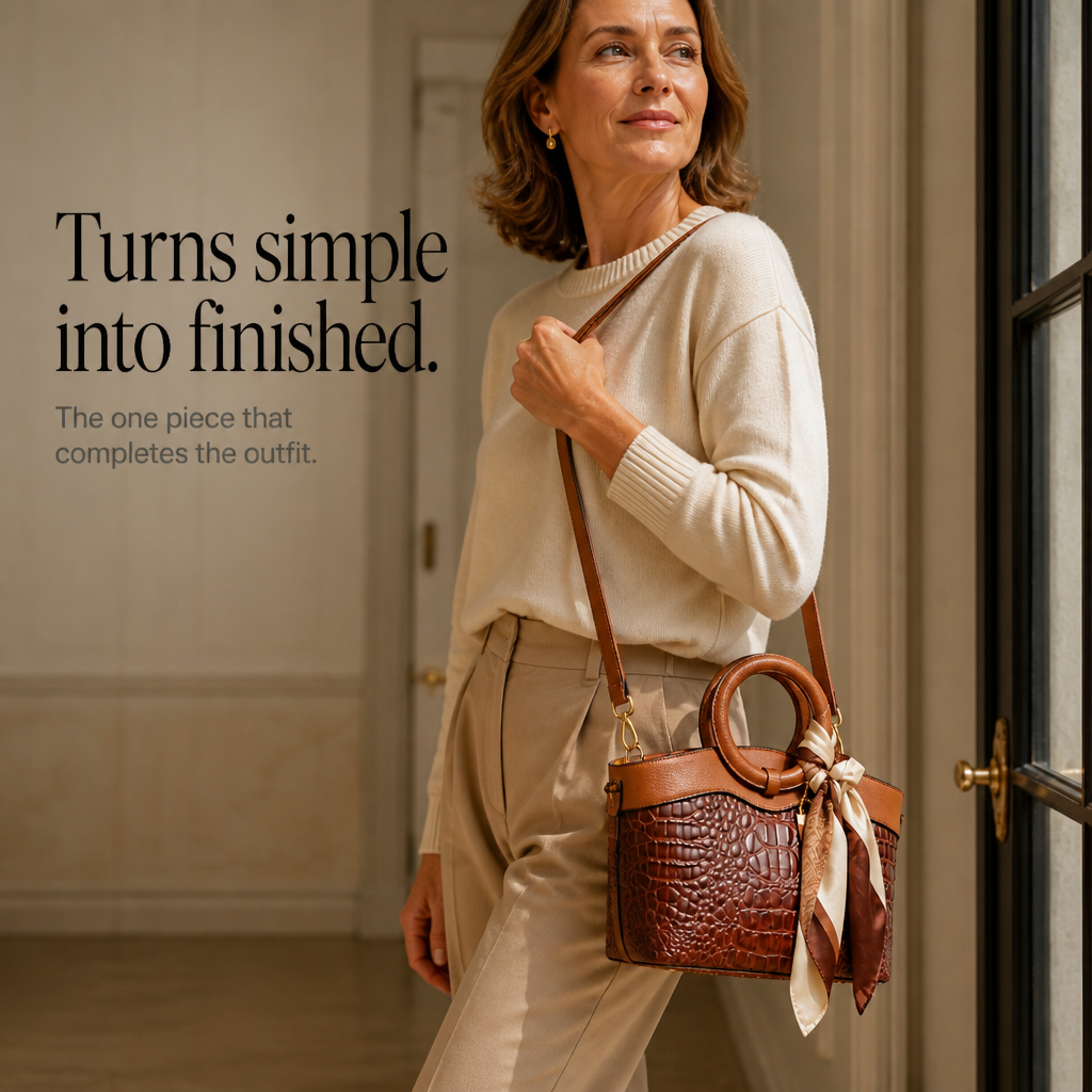 Croc Embossed Convertible Tote for Women