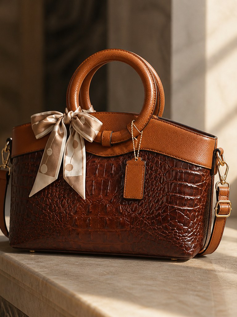Croc Embossed Tote Bag for Women
