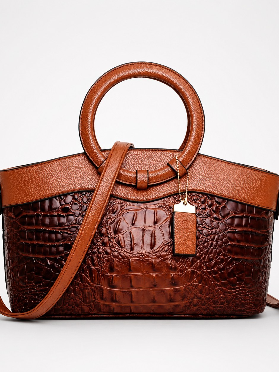Croc Embossed Tote Bag for Women