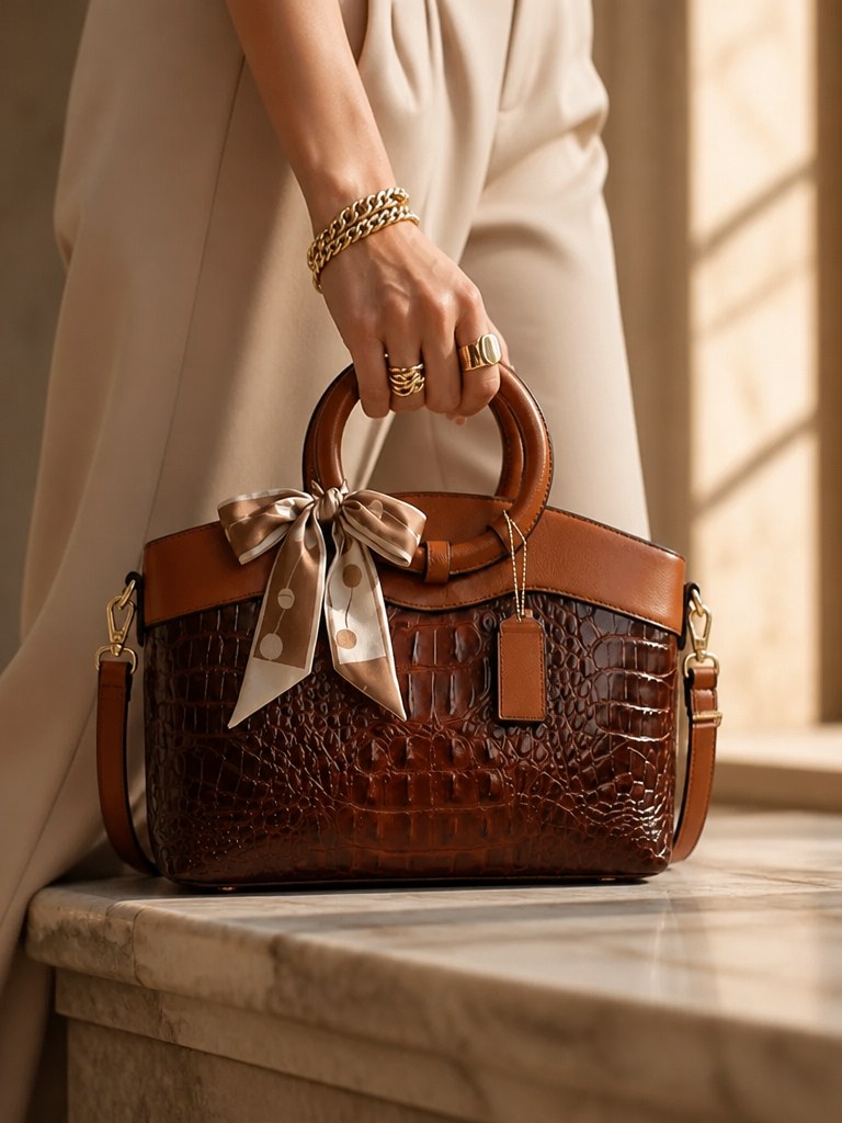 Croc Embossed Tote Bag for Women