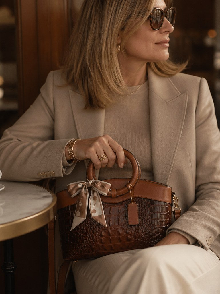 Croc Embossed Tote Bag for Women