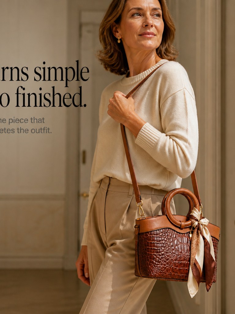 Croc Embossed Tote Bag for Women