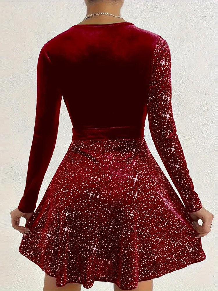 Deep V Velvet Dress for Women
