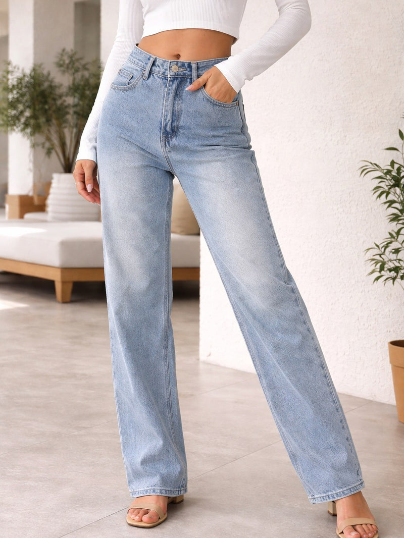 Distressed Wide Leg Jeans for Women