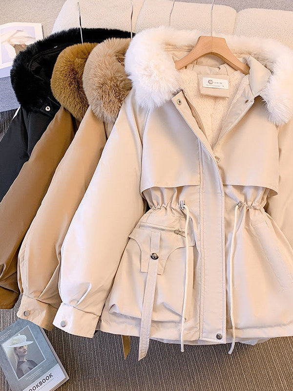 Drawstring Hooded Parka for Women