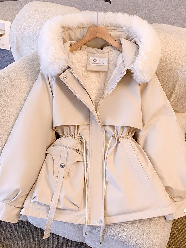 Drawstring Hooded Parka for Women