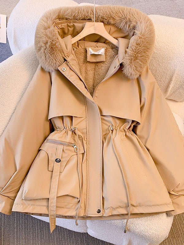 Drawstring Hooded Parka for Women