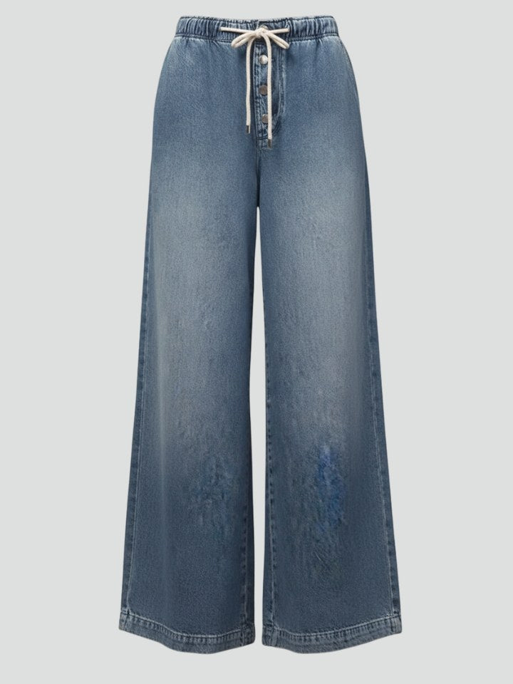Drawstring Wide Leg Jeans for Women