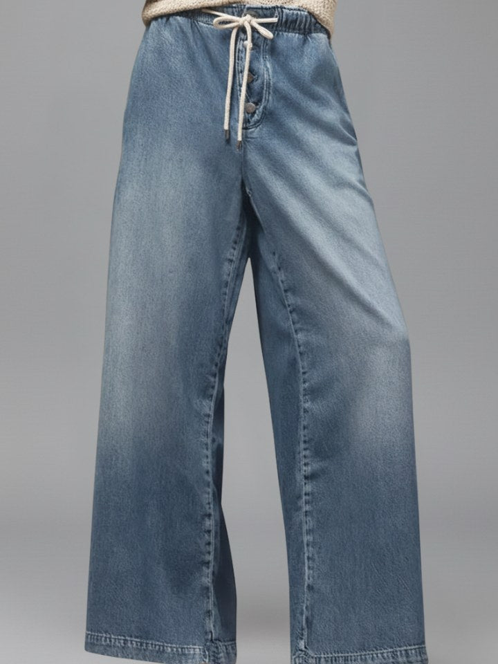 Drawstring Wide Leg Jeans for Women